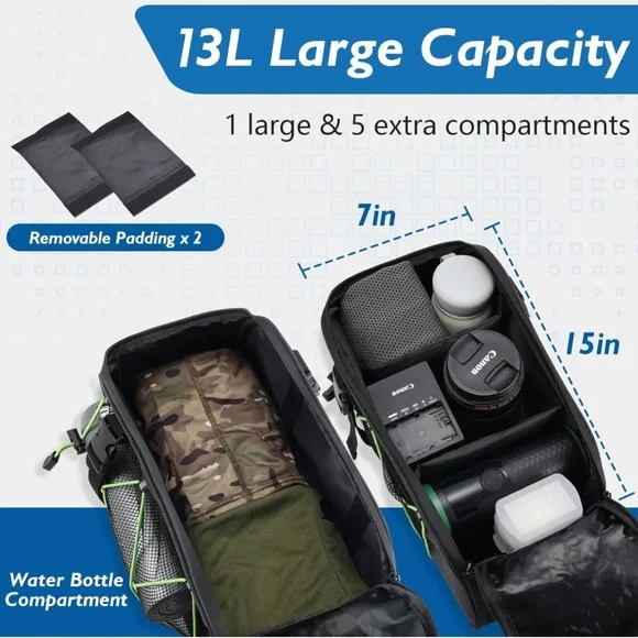 New 3 in 1 Shoulder/Handheld/Electric Ebike Pack Cargo Bag, 13L Waterproof/Black - Picture 2 of 13